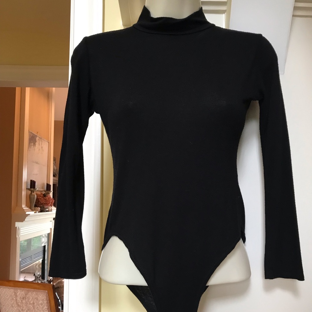 Boohoo black turtleneck long sleeve bodysuit top Sz 6
